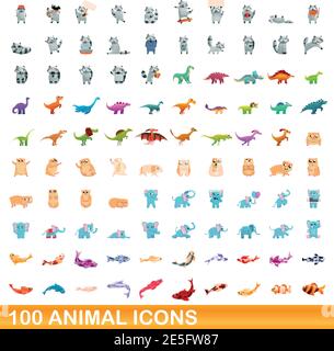 100 zoo and circus icons set, cartoon style Stock Vector Image & Art ...