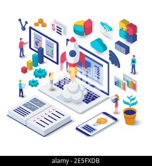 Business startup isometric concept. Stock Vector