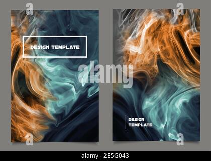 Set of colorful covers with textures. Abstract bright template design with hand painted background, liquid marble. vector Stock Vector