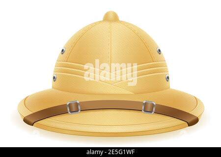 pith helmet hat for tourism hunting and expeditions vector illustration isolated on white background Stock Vector