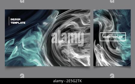 A set of colorful covers with textures. Liquid marble. Abstract colorful design template with hand-painted. Vector illustration Stock Vector