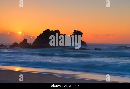 Sunrise at Camel Rock Bermagui NSW Australia Stock Photo