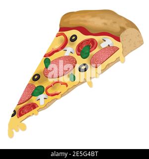 A slice of pizza on white background, vector illustration Stock Vector