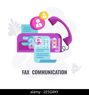 Fax communication infographic icon. Flat vector banner with icon. Stock Vector