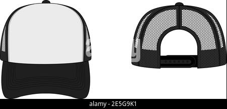 trucker cap / mesh cap template illustration ( black) Stock Vector