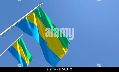 3D rendering of the national flag of Gabon waving in the wind Stock Photo