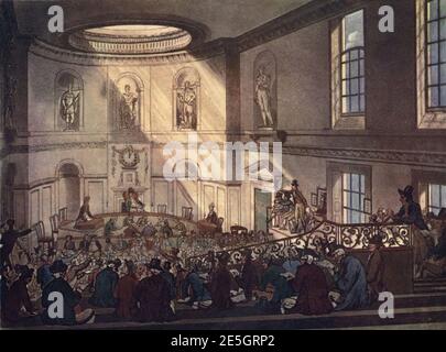 Microcosm of London Plate 045 - India House, the Sale Room. Stock Photo