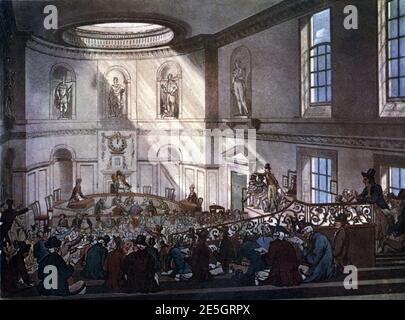 Microcosm of London Plate 045 - India House, the Sale Room (tone). Stock Photo