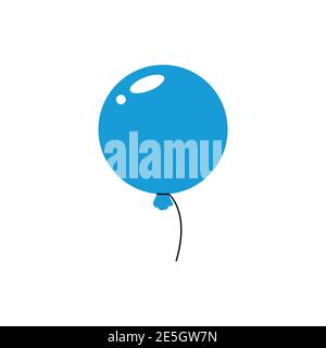 Balloon isolated icon on white background. Large ball with ribbon. Decoration for holidays and birthday. Flat style vector illustration. Stock Vector