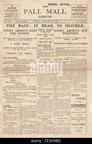 1917 Pall Mall Gazette, Air raids on U Boats Nests Stock Photo - Alamy