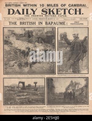 1918 Daily Sketch British Army in Bapaume Stock Photo