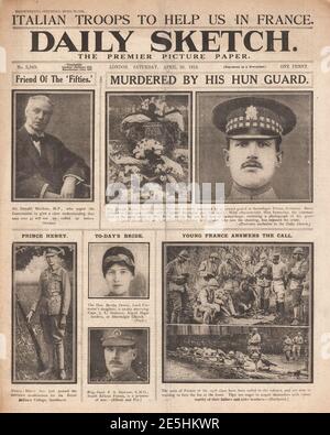 1918 Daily Sketch Alleged murder of British POW Stock Photo