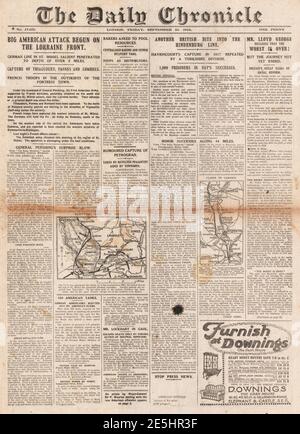 1918 Daily Chronicle American attack on Lorraine Front Stock Photo