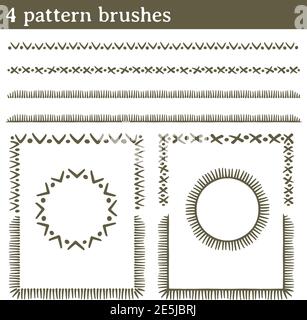 You can draw any line or path and apply a pattern brush to it. Also, you can make frames with different shapes (round, square, ...) because all brushe Stock Vector