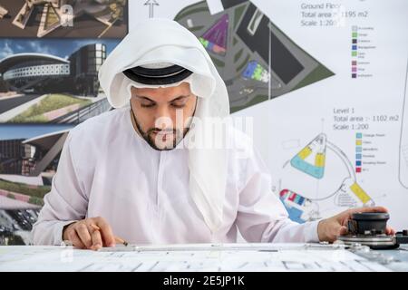 Arabic architecture working on his project Stock Photo