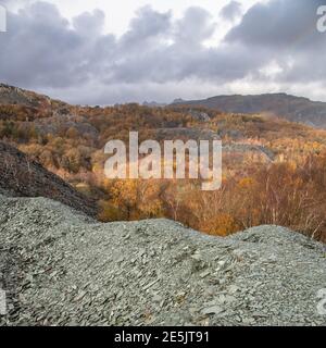 Hodge Close Slate Quarry site, Lake District Stock Photo