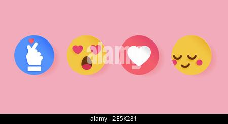 Social icon for Valentine's day. Papercut style. Emoticon for web and app online streaming and chat message. Stock Vector