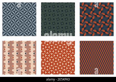 Simple geometric shapes. Vector illustration of abstract geometric seamless patterns set for your design Stock Vector