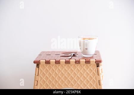 Plastic small table for a quick drink Stock Photo