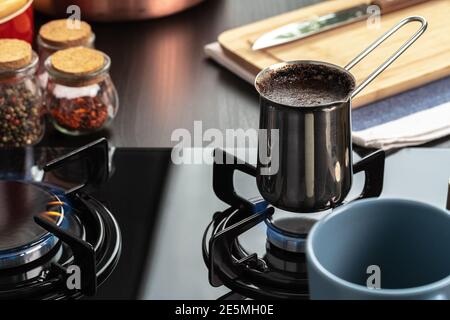 Turka with Coffee on the Gas Stove Stock Image - Image of