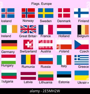 Set of Flags of european countries. Stock Vector