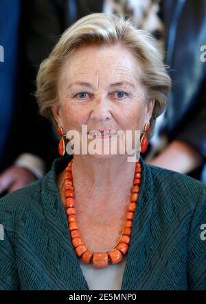 Queen Paola of Belgium is pictured during a visit of the British Queen ...