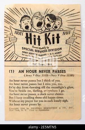 Army & Navy Hit Kit Music Song Sheet Stock Photo