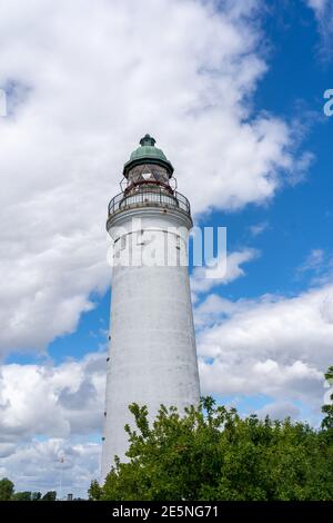 Stevns Lighthouse at Stevns Klint, Denmark Stock Photo