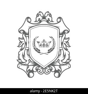 Sumptuous coat of arms, embossed heraldic shield, medieval royal emblem ...
