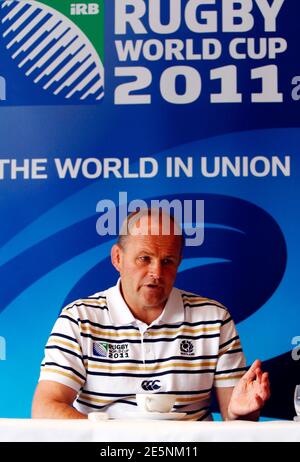 Scotland coach Andy Robinson addresses a media conference in Wellington September 15, 2011. Scotland will play against Argentina in their next Rugby World Cup Pool B match in Wellington on September 25. REUTERS/Mike Hutchings (NEW ZEALAND  - Tags: SPORT RUGBY)