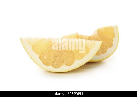 Pomelo fruit slices isolated on white background Stock Photo