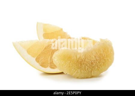 Pomelo fruit slices isolated on white background Stock Photo