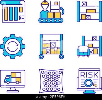 Warehouse management RGB color icon Stock Vector