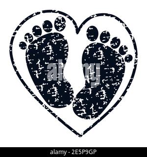 Download Baby Feet Footprint With Heart Vector Illustraton Stock Vector Image Art Alamy