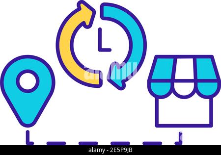 Around the clock shipment RGB color icon Stock Vector