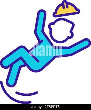 Storehouse worker injury RGB color icon Stock Vector
