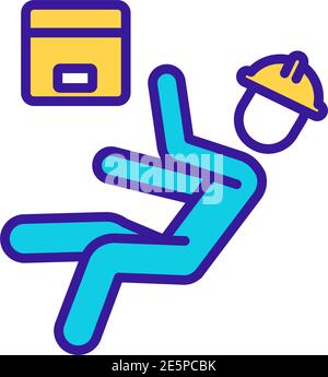 Warehouse worker safety RGB color icon Stock Vector