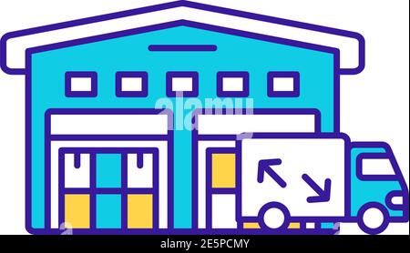 Storehouse delivery RGB color icon Stock Vector