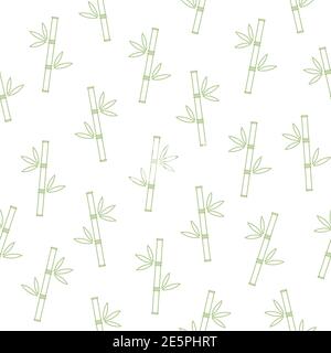 Green Bamboo seamless pattern. China trees with leaves vector illustration. Stock Vector