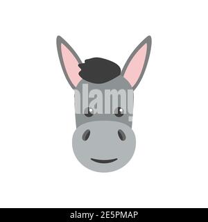 Donkey head. Farm animal head in flat style. Vector illustration isolated on white Stock Vector