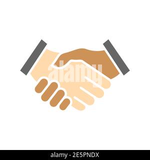 International business people handshake. Black and white human hands together. No to racism concept. World partnership relations vector illustration i Stock Vector