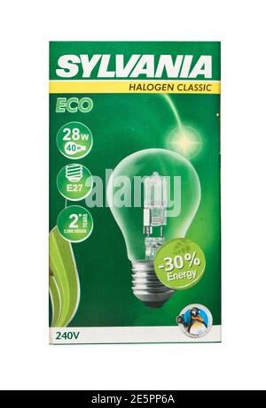 Sylvania Halogen Classic Eco Energy Saving Lightbulb Lightbulbs Stock Photo