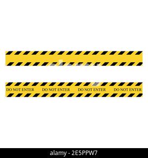 Do not enter. Yellow and black set stripes. Barricade construction tape. Vector illustration isolated on white background Stock Vector