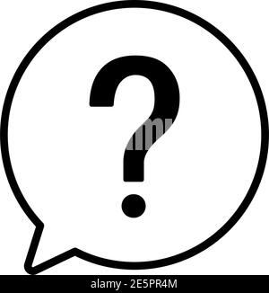 Question mark in line speech bubble. Help sign. Support linear concept. Message bubble symbol. Vector isolated on white. Stock Vector