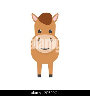 Horse flat character. Cute farm animal. Vector cartoon illustration isolated on white Stock Vector