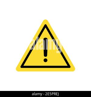 Yellow triangle with exclamation mark. Allert icon. Road warning sign. Attention hazard symbol. Vector isolated on white. Stock Vector