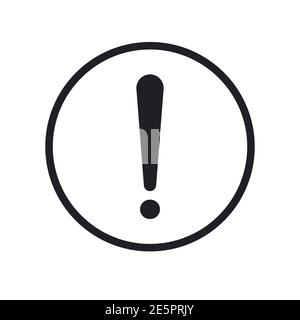 Exclamation mark icon in line circle. Caution symbol. Warning hazard sign. Vector isolated on white Stock Vector