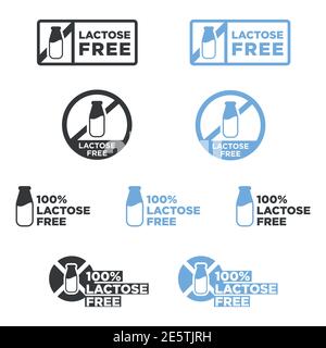 Lactose free icon set Stock Vector