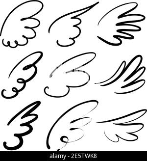 abstract flying dove sketch set icon collection cartoon hand drawn vector illustration sketch. Stock Vector