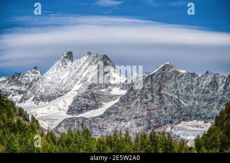 Italy Valle D'Aosta  Valpelline  the Place Moulin dam. Stock Photo